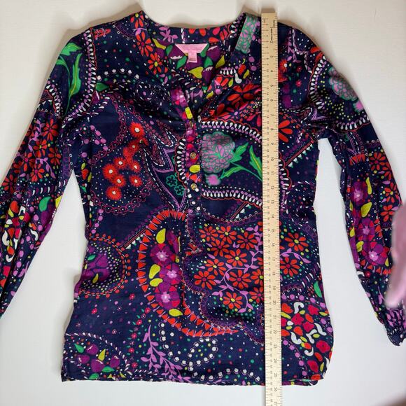 Lilly Pulitzer Womens Providence Top in‎ Garden Menagerie Sz XS Psychedelic 70s - Picture 14 of 15